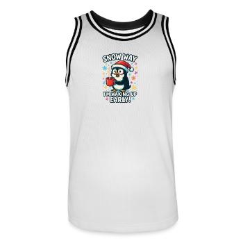 Pinguin erwacht früh Kaffee Weihnachten - Männer Basketball-Trikot - Weiß/Schwarz - Vorne - AI Model Male 185 dark (185cm)