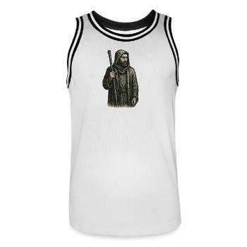 Mystic Shepherd – Dark Vintage Illustration - Men's Basketball Jersey - white/black - Front - AI Model Male 185 dark (185cm)