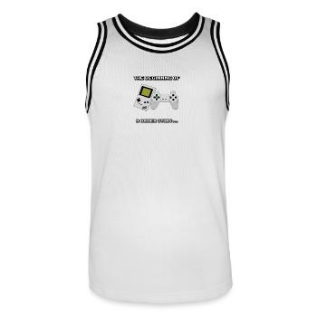 Le début d’une histoire de joueur - Maillot de basket Homme - blanc/noir - Devant - AI Model Male 185 dark (185cm)