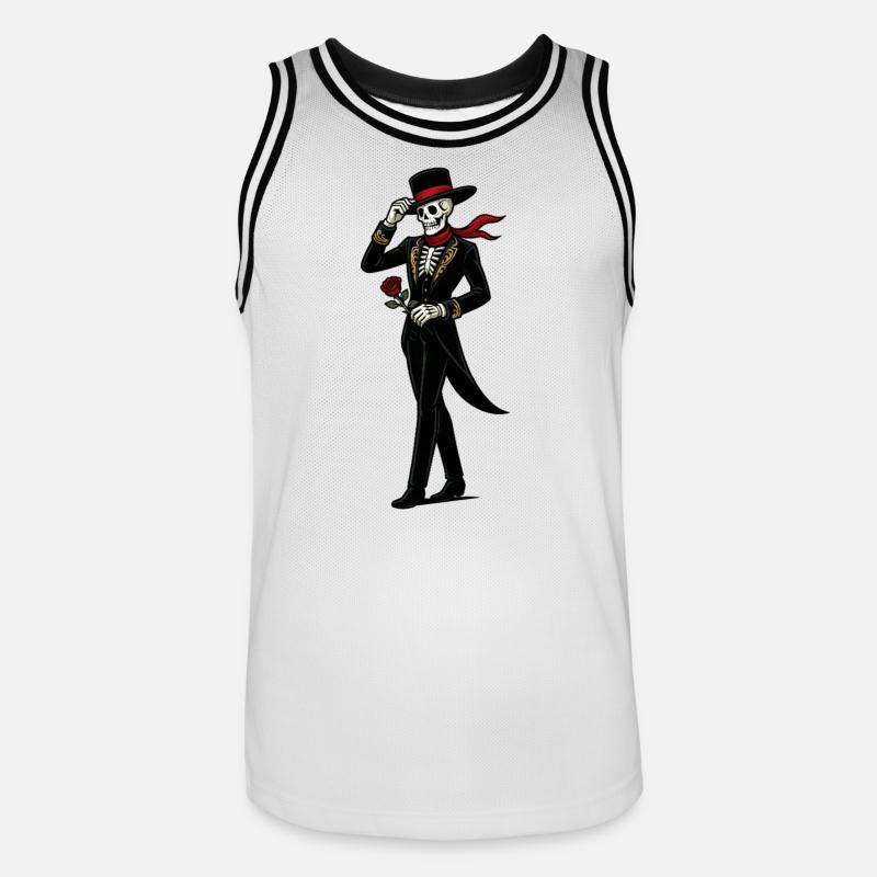 Rosa Mariachi Scheletro - Maglia da basket per uomo - bianco/nero