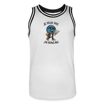 I can't I bowling, t shirt bowling, humor - Men's Basketball Jersey - white/black - Front - AI Model Male 185 dark (185cm)
