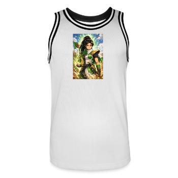 DZ Manga – Femme - Maillot de basket Homme - blanc/noir - Devant - AI Model Male 185 dark (185cm)