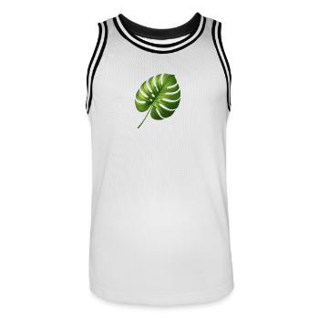 Feuille de Monstera Scintillant Vert Tropical - Maillot de basket Homme - blanc/noir - Devant - AI Model Male 185 dark (185cm)