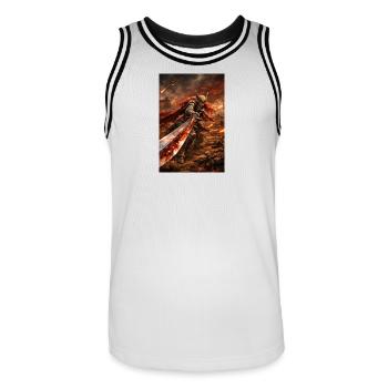 Flaming Blade Burning Warrior - Men's Basketball Jersey - white/black - Front - AI Model Male 185 dark (185cm)