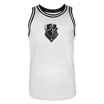 Biggi - Men's Basketball Jersey - white/black - Front - AI Model Male 185 dark (185cm)