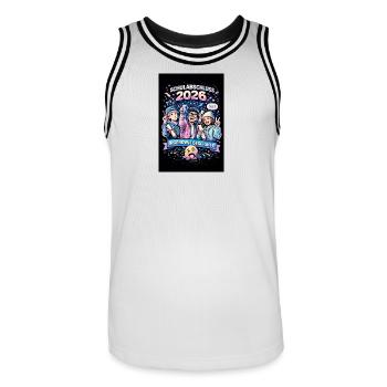 Schulabschluss 2026 Shirt – Lustiges Abschluss T-S - Männer Basketball-Trikot - Weiß/Schwarz - Vorne - AI Model Male 185 dark (185cm)
