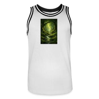 Mystical Forest - Men's Basketball Jersey - white/black - Front - AI Model Male 185 dark (185cm)