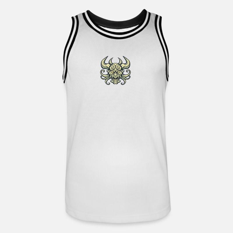 Dämonischer Schädel mit Hörnern - Männer Basketball-Trikot - Weiß/Schwarz