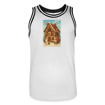 Elsass-Fachwerkhaus Märchen-Lebkuchen - Männer Basketball-Trikot - Weiß/Schwarz - Vorne - AI Model Male 185 dark (185cm)
