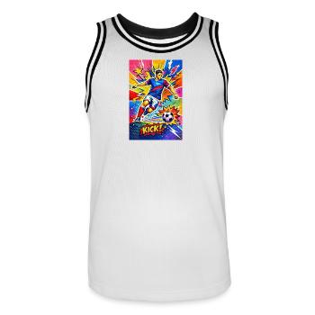Explosion du football pop art - Maillot de basket Homme - blanc/noir - Devant - AI Model Male 185 dark (185cm)