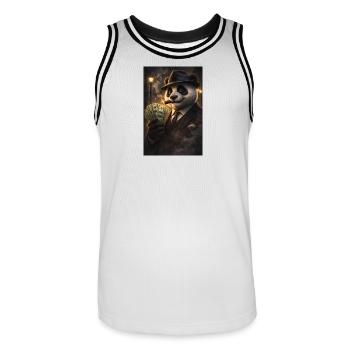 Black Gangster Panda and Cigars - Men's Basketball Jersey - white/black - Front - AI Model Male 185 dark (185cm)