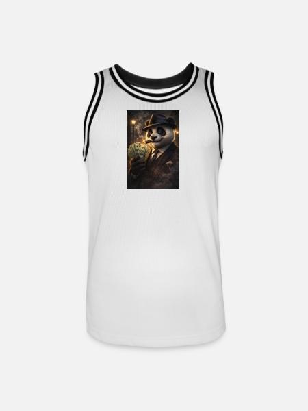Black Gangster Panda and Cigars - Men's Basketball Jersey - white/black
