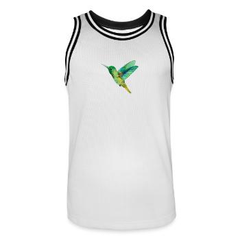 Nordischer Druck – Kolibri – Grün - Männer Basketball-Trikot - Weiß/Schwarz - Vorne - AI Model Male 185 dark (185cm)