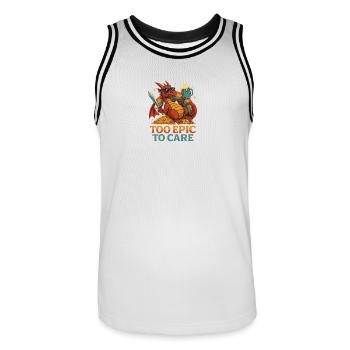 Zu episch, um sich zu kümmern - Männer Basketball-Trikot - Weiß/Schwarz - Vorne - AI Model Male 185 dark (185cm)