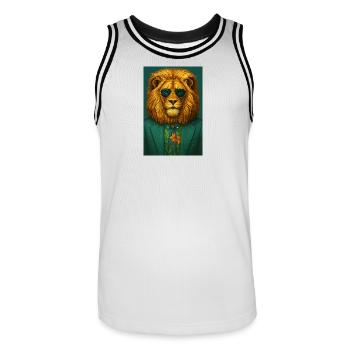 Eleganter und feiner Löwe - Männer Basketball-Trikot - Weiß/Schwarz - Vorne - AI Model Male 185 dark (185cm)