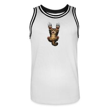 Saut heureux du chaton - Maillot de basket Homme - blanc/noir - Devant - AI Model Male 185 dark (185cm)
