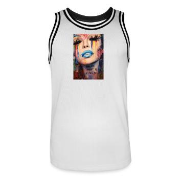 Dreams to Live Colorful Graffiti - Men's Basketball Jersey - white/black - Front - AI Model Male 185 dark (185cm)