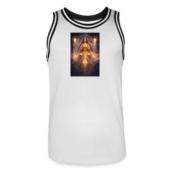 Waage - Männer Basketball-Trikot - Weiß/Schwarz - Vorne - AI Model Male 185 dark (185cm)
