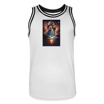 Aquarius - Men's Basketball Jersey - white/black - Front - AI Model Male 185 dark (185cm)