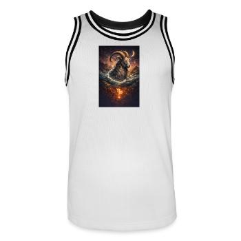 Steinbock - Männer Basketball-Trikot - Weiß/Schwarz - Vorne - AI Model Male 185 dark (185cm)