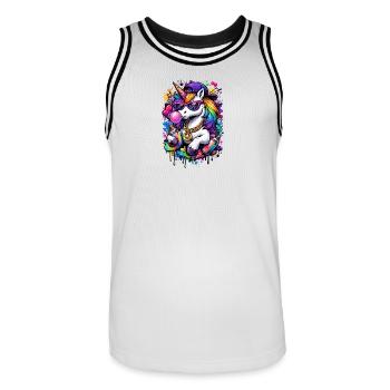 Licorne Pop Art - Maillot de basket Homme - blanc/noir - Devant - AI Model Male 185 dark (185cm)