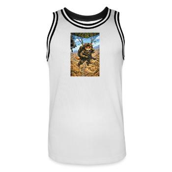 Military_Parachute_Don - Maillot de basket Homme - blanc/noir - Devant - AI Model Male 185 dark (185cm)