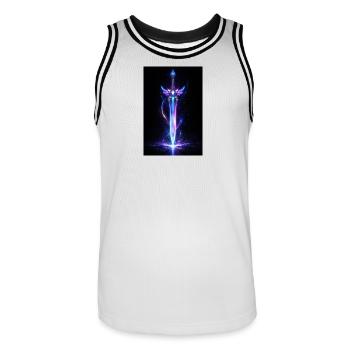 Neon Astral Sword - Men's Basketball Jersey - white/black - Front - AI Model Male 185 dark (185cm)