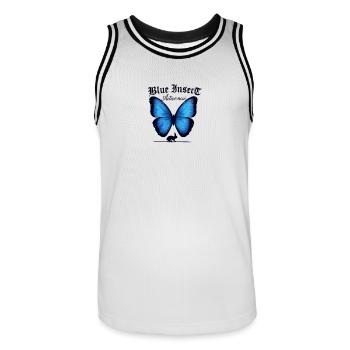 Idée cadeau pour fans de Blue Butterfly Nature Style - Maillot de basket Homme - blanc/noir - Devant - AI Model Male 185 dark (185cm)