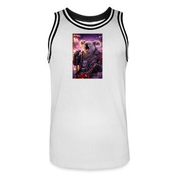 RockyZoo2 - Men's Basketball Jersey - white/black - Front - AI Model Male 185 dark (185cm)