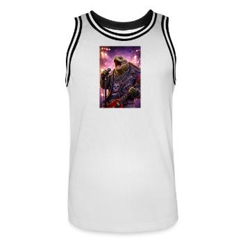 RockyZoo10 - Men's Basketball Jersey - white/black - Front - AI Model Male 185 dark (185cm)