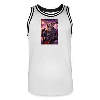 RockyZoo6 - Men's Basketball Jersey - white/black - Front - AI Model Male 185 dark (185cm)