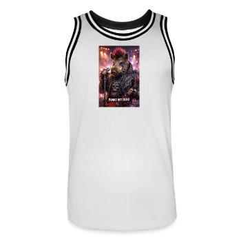 RockyZoo18 - Men's Basketball Jersey - white/black - Front - AI Model Male 185 dark (185cm)