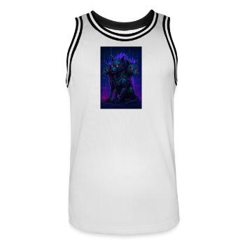 RockyZoo20 - Men's Basketball Jersey - white/black - Front - AI Model Male 185 dark (185cm)