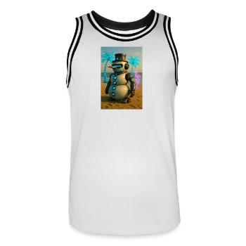 RockyZoo27 - Men's Basketball Jersey - white/black - Front - AI Model Male 185 dark (185cm)