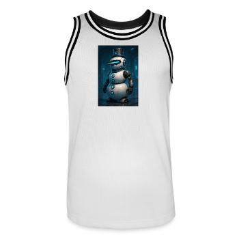RockyZoo21 - Men's Basketball Jersey - white/black - Front - AI Model Male 185 dark (185cm)