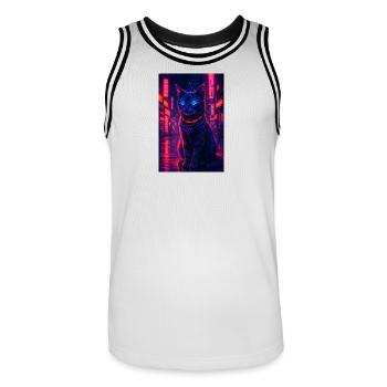 RockyZoo26 - Men's Basketball Jersey - white/black - Front - AI Model Male 185 dark (185cm)