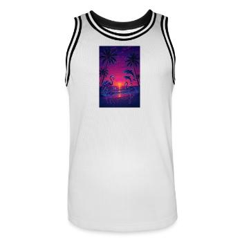 RockyZoo23 - Men's Basketball Jersey - white/black - Front - AI Model Male 185 dark (185cm)