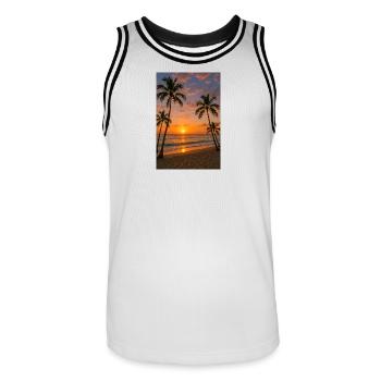 RockyZoo28 - Men's Basketball Jersey - white/black - Front - AI Model Male 185 dark (185cm)