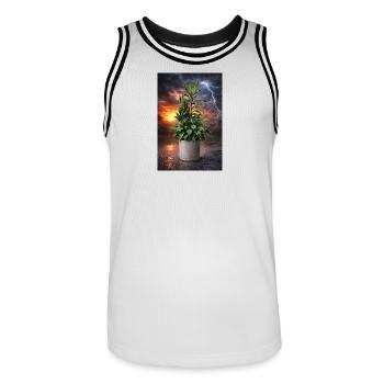 Plante dans la lumière de tempête - Maillot de basket Homme - blanc/noir - Devant - AI Model Male 185 dark (185cm)