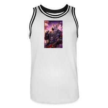 RockyZoo36 - Men's Basketball Jersey - white/black - Front - AI Model Male 185 dark (185cm)