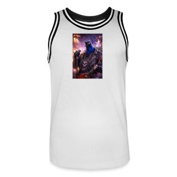 RockyZoo41 - Men's Basketball Jersey - white/black - Front - AI Model Male 185 dark (185cm)