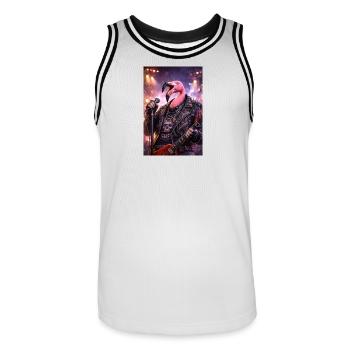 RockyZoo47 - Men's Basketball Jersey - white/black - Front - AI Model Male 185 dark (185cm)