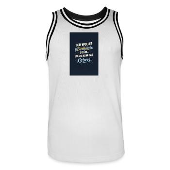 Productive? Then comes life. - Men's Basketball Jersey - white/black - Front - AI Model Male 185 dark (185cm)