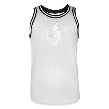 Howling wolf in vintage style - Men's Basketball Jersey - white/black - Front - AI Model Male 185 dark (185cm)
