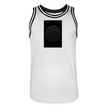 Ordo Ab Chao - Ego Sum Lex - Men's Basketball Jersey - white/black - Front - AI Model Male 185 dark (185cm)