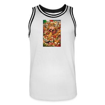 Collage de cerveaux culinaires surréalistes - Maillot de basket Homme - blanc/noir - Devant - AI Model Male 185 dark (185cm)