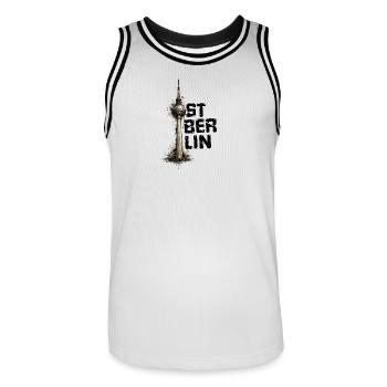 Ostberlin - Männer Basketball-Trikot - Weiß/Schwarz - Vorne - AI Model Male 185 dark (185cm)