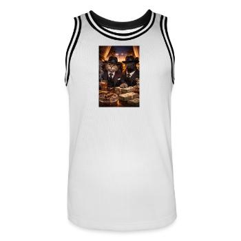 Elegante Tier-Gangster im Casino - Männer Basketball-Trikot - Weiß/Schwarz - Vorne - AI Model Male 185 dark (185cm)