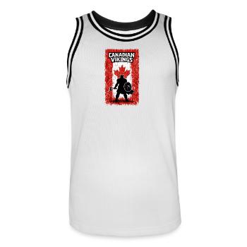 Vikings canadiens – Drapeau du Guerrier viking du Canada - Maillot de basket Homme - blanc/noir - Devant - AI Model Male 185 dark (185cm)