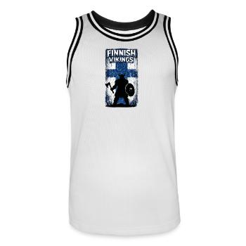 Vikings finlandais – Drapeau du guerrier viking de Finlande - Maillot de basket Homme - blanc/noir - Devant - AI Model Male 185 dark (185cm)